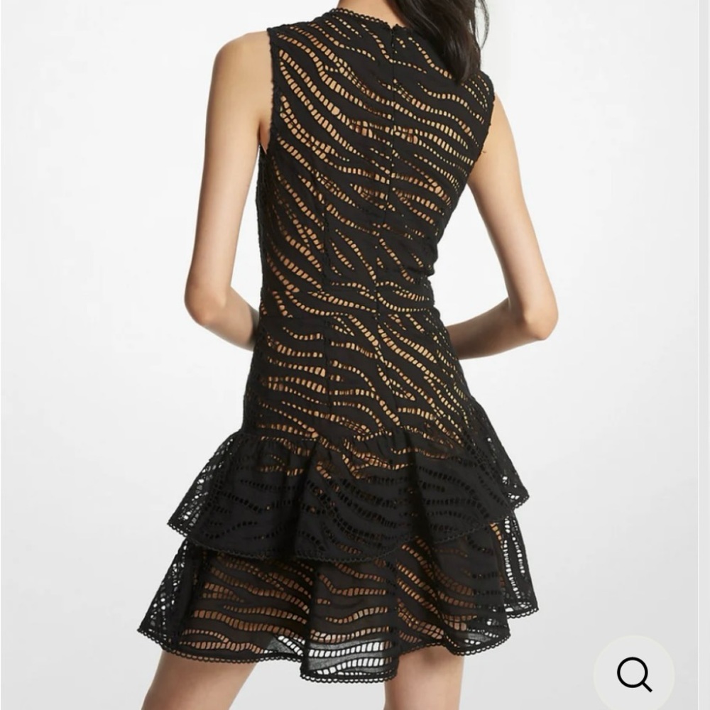 NWT Michael Kors Zebra Eyelet Cotton Ruffle Dress - Picture 2 of 5